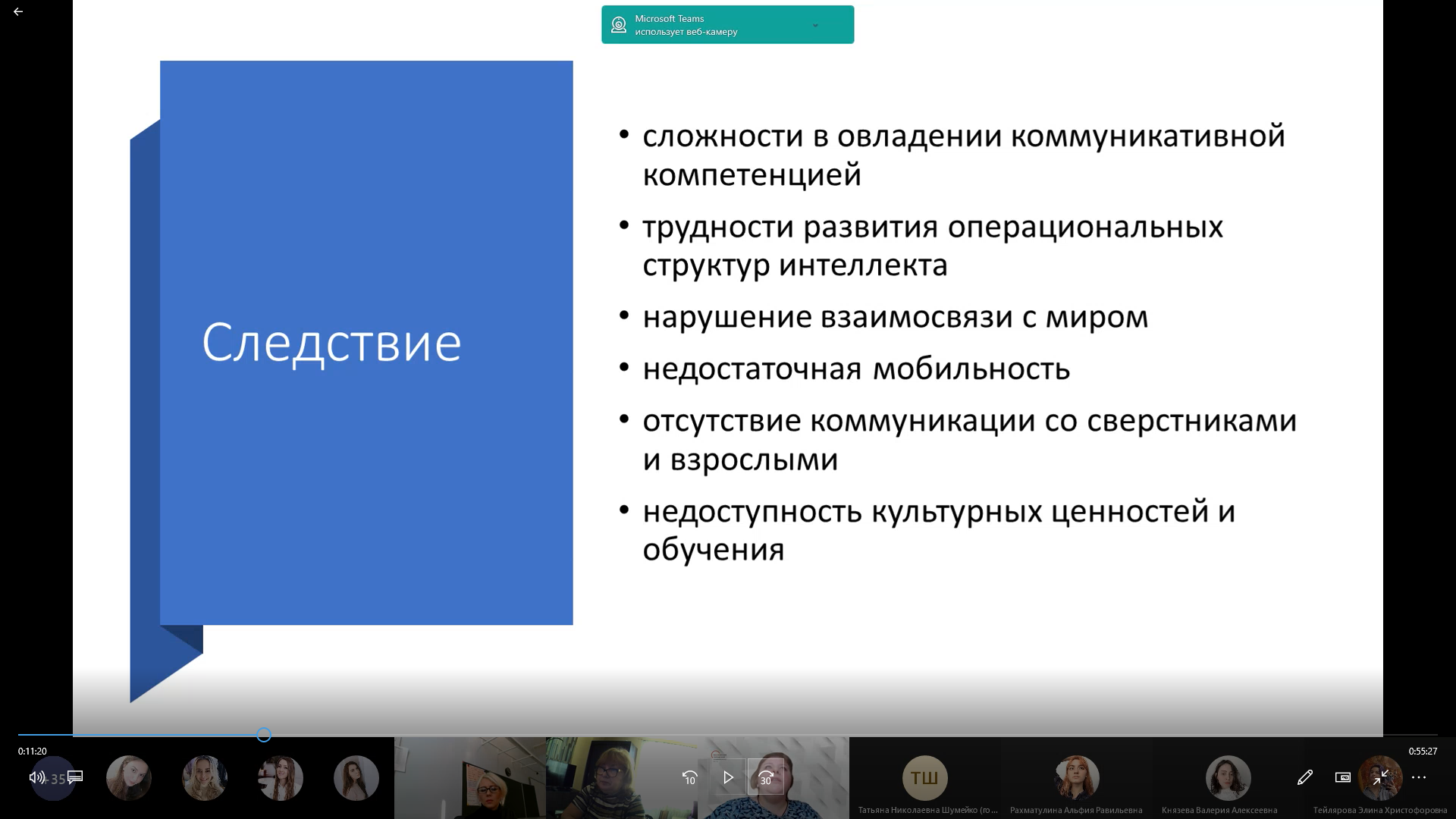 Скриншоты круглого стола о проблемах обучения детей с ОВЗ